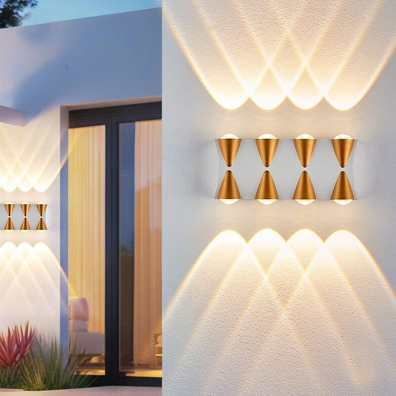 Lampada da parete a LED per esterni 10W, illuminazione up/down, per interni, 4/6/8/10 teste, curva, impermeabile, IP65, lampada da camera da letto moderna, luce bianca calda, AC85-265V del 2025 a $46.99 –P13