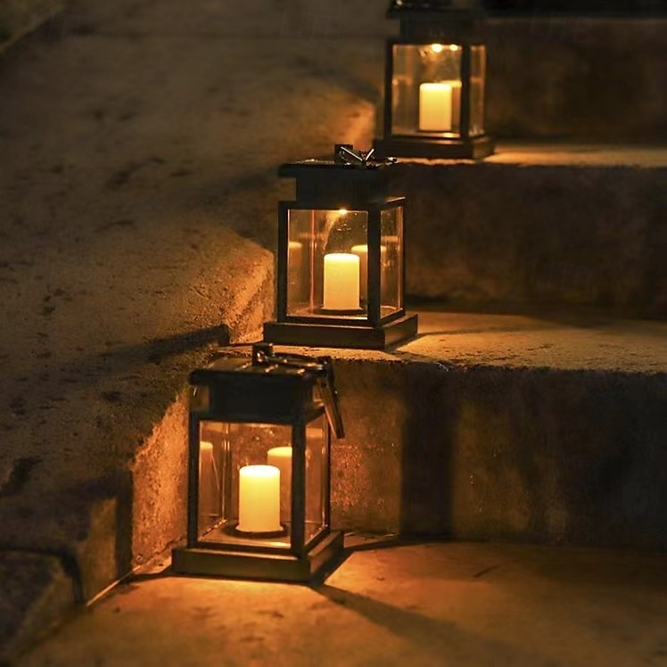 Lanterne solari da esterno impermeabili da giardino, appese, con fiamma tremolante, a LED, senza candele, luci ad energia solare per decorazioni da giardino, tavolo, ombrellone da patio. del 2025 a $15.99 –P3