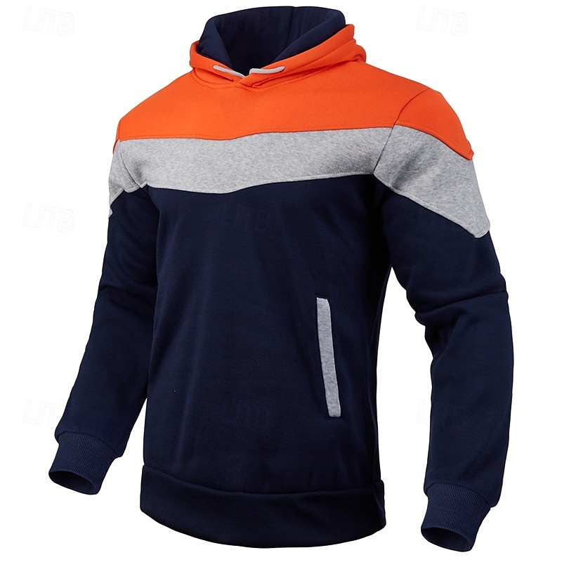 Per uomo Felpa con cappuccio Nero Blu marino Blu Arancione Cachi Con Cappuccio Blocco di colori Patchwork Sport & Outdoor Quotidiano Ferie Poliestere Streetwear Essenziale Casual Primavera Autunno del 2026 a $10.49 –P5