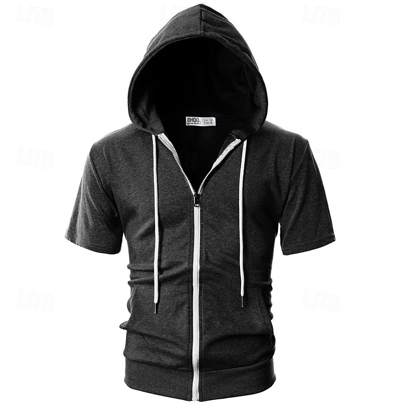 Per uomo Felpa con cappuccio Felpa con cappuccio a zip intera Nero Rosa Grigio scuro Grigio Con Cappuccio Semplice Con zip Tasca Sport & Outdoor Quotidiano Ferie Poliestere Streetwear Essenziale del 2025 a $15.49 –P6