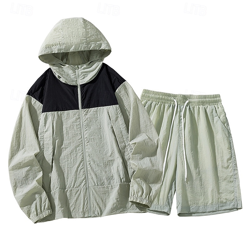 Hombre Tracksuit Conjunto deportivo 2 Piezas Deportivo Manga Larga Protección Solar Transpirable Secado rápido Ropa de deporte Ropa de Deporte Bloque de color Rosa Azul Morado 2025 - $30.99 –P8