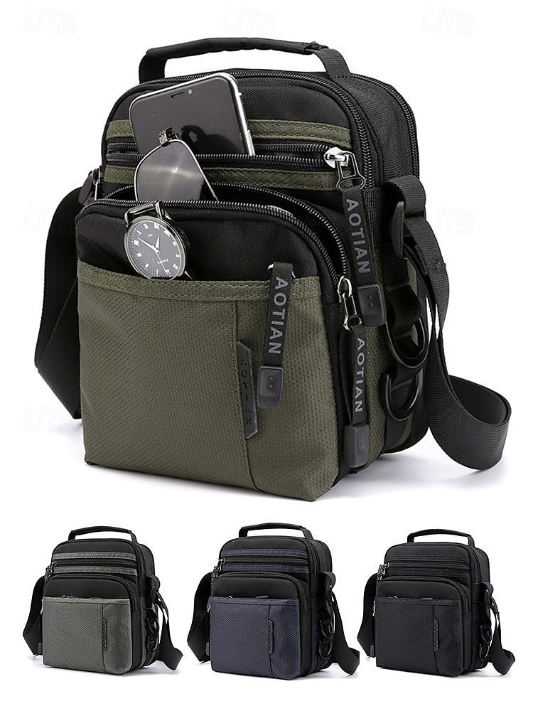 férfi vízálló nejlon crossbody messenger táska – könnyű, többzsebes válltáska utazáshoz, munkába vagy hétköznapi használatra 2025 - $18.99 –P3