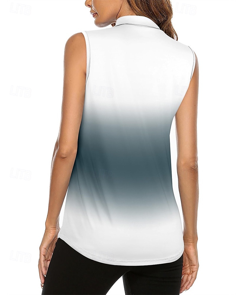 Damen Farbverlauf Sporthemd Golf-Poloshirt Tennis Shirt Ärmellos Reißverschluss Hohe Elastizität Feuchtigkeitsableitend Atmungsaktiv Tennis Golfspiel Pickleball Umlegekragen Reißverschlusskragen Hemd 2026 - $22.99 –P2