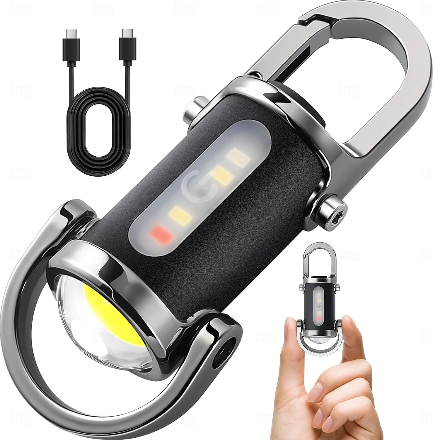 פנסי מפתחות נטענים, פנסי מיני EDC 1200 לומן, פנסי עבודה עם מפתחות COB 7 מצבי תאורה, פנס מפתחות מיני בהיר להליכה, חיפוש וטיולים רגליים 2025 - $27.99 –P1