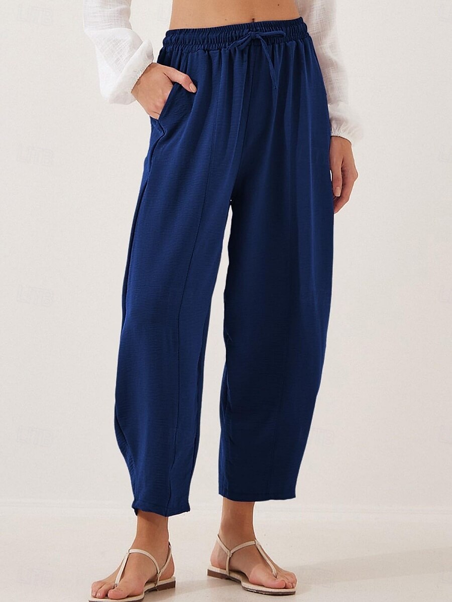 Per donna Chinos Moda Streetwear Essenziale Lunghezza intera Vita Alta Semplice Tasca Fascia Elastica Comodo Morbido Confortevole Micro-elastico All'aperto Streetwear Blu Marrone Cachi Azzurro chiaro del 2025 a $22.99 –P4