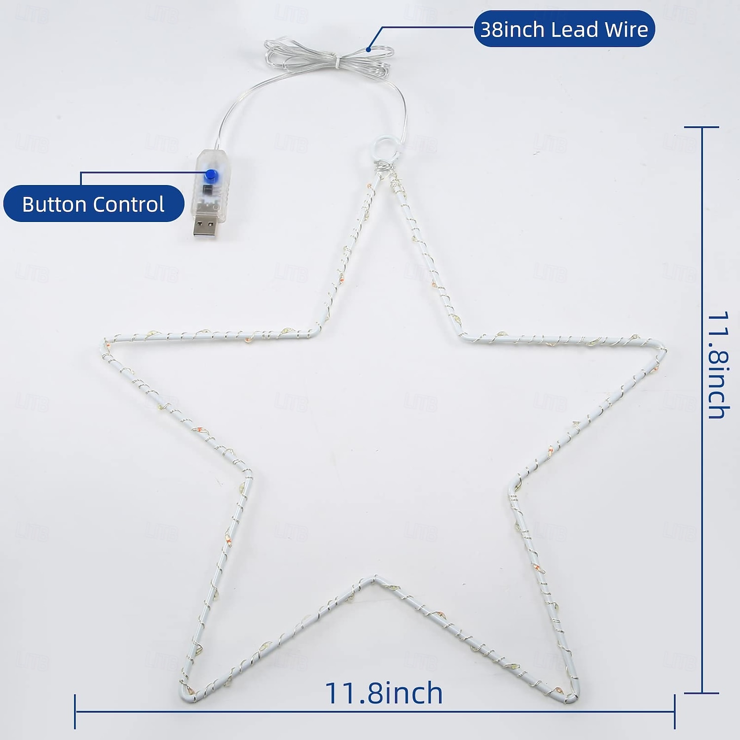 1 Stuk Patriottische Hanglampen Smeedijzer Rood Wit Blauw Vijfpuntige Ster voor 4 juli Onafhankelijkheidsdag 250e Jubileum Herdenking Binnenplaats Balkon Veranda Feest 2026 - $12.99 –P6