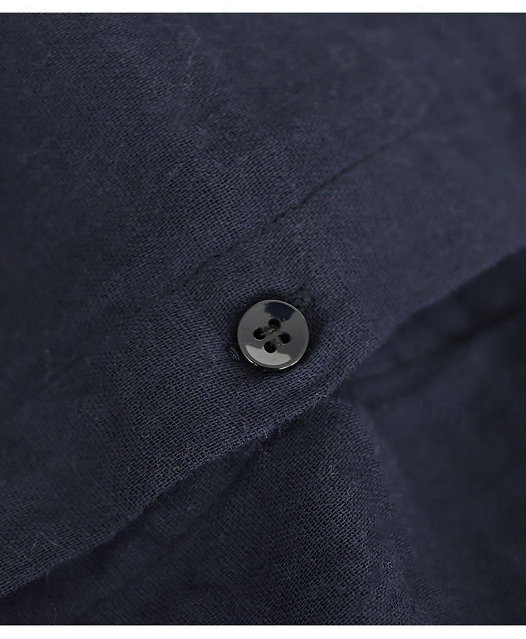 Dámská bavlněná lněná košile s potiskem rostlin elegantní vintage módní košile s dlouhým rukávem a límečkem běžné tílko denně na večer víkend vyšívaná bílá tmavě modrá jarní 2025 - $17.99 –P3