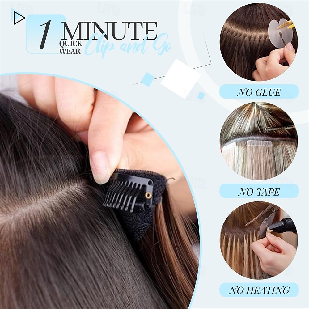 Накладные волосы на заколках для женщин, короткие волнистые волосы на заколках для женщин, 18 дюймов, накладные волосы на заколках для женщин, 4 пряди на заколках с невидимым кружевным трессом, натуральные мягкие шиньоны 2026 - $28.99 –P4