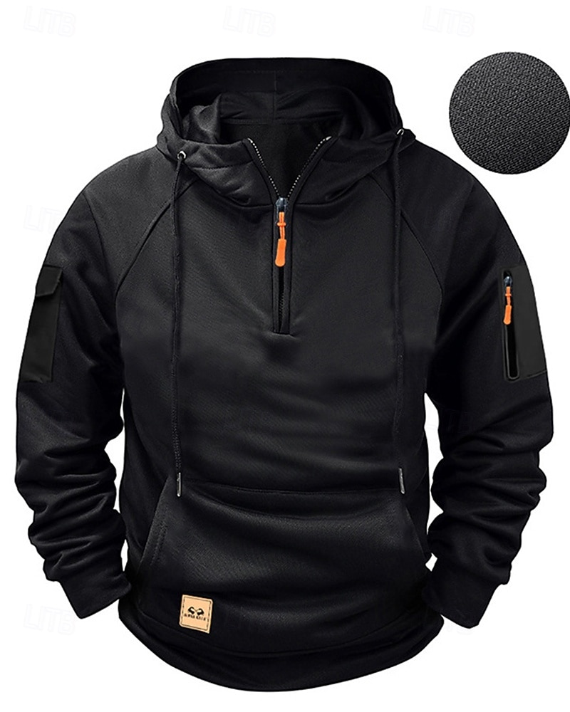 Men's Hoodie Quarter Zip Hoodie Black Wine Navy Blue Blue Camel Hooded Plain Pocket Sports & Outdoor Daily Holiday Polyester Streetwear Basic Casual Spring Autumn / Fall Clothing Apparel Hoodies 2026 - $27.99 –P2