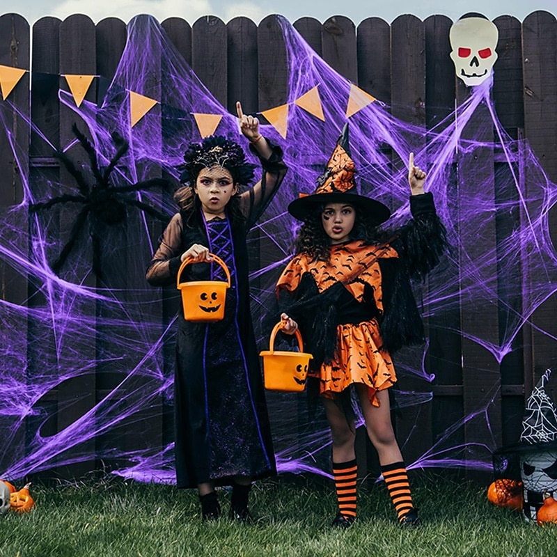 Halloween Spider Webs 1200 Sqft with 30 Fake Spiders Colorful Halloween Party Indoor and Outdoor Decorations Colored Stretch Cobwebs for Halloween Party Decorations Bar House 2026 - $11.49 –P8