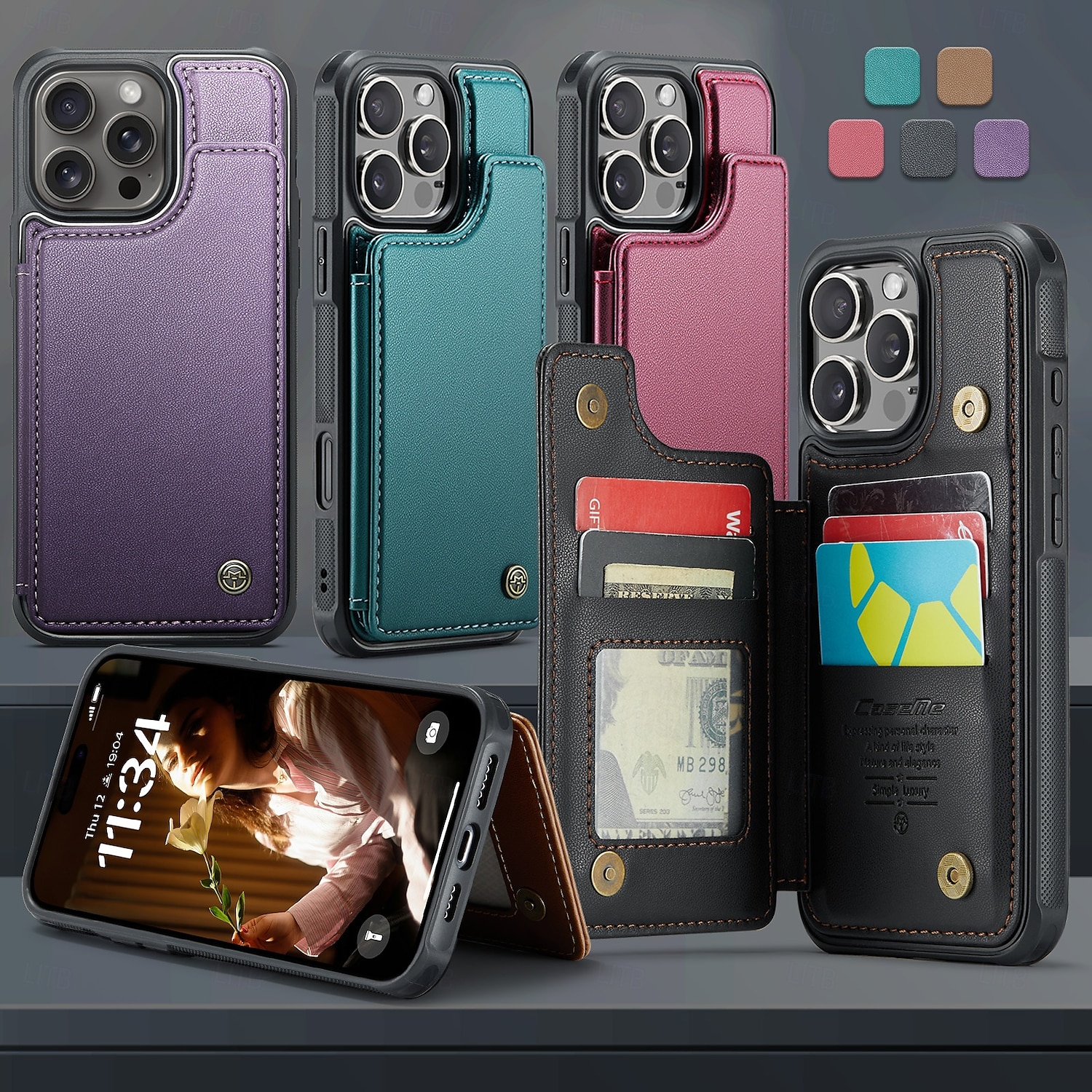 2025年 電話 ケース 用途 iPhone 16 Proマックス iPhone15 iPhone 14 13 12 11 Pro Max Plus フリップカバー キックスタンド 耐衝撃 TPU PUレザー コレクション – $17.99 –P8