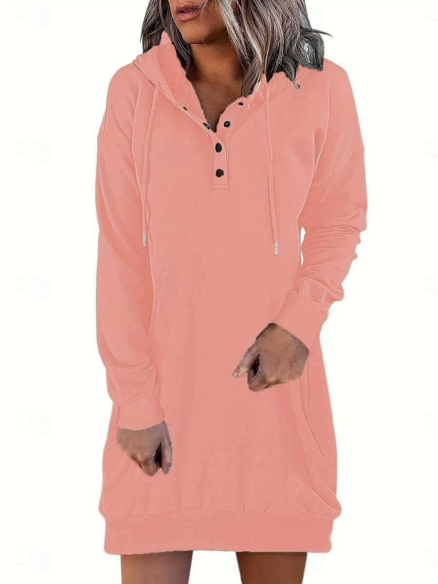 Damen Minikleid Shiftkleid Lässig Täglich Lässiger Schnitt Grafik Langarm Mit Kapuze Schwarz Weiß Rosa Wein Frühling Herbst Winter 2025 - $14.99 –P7