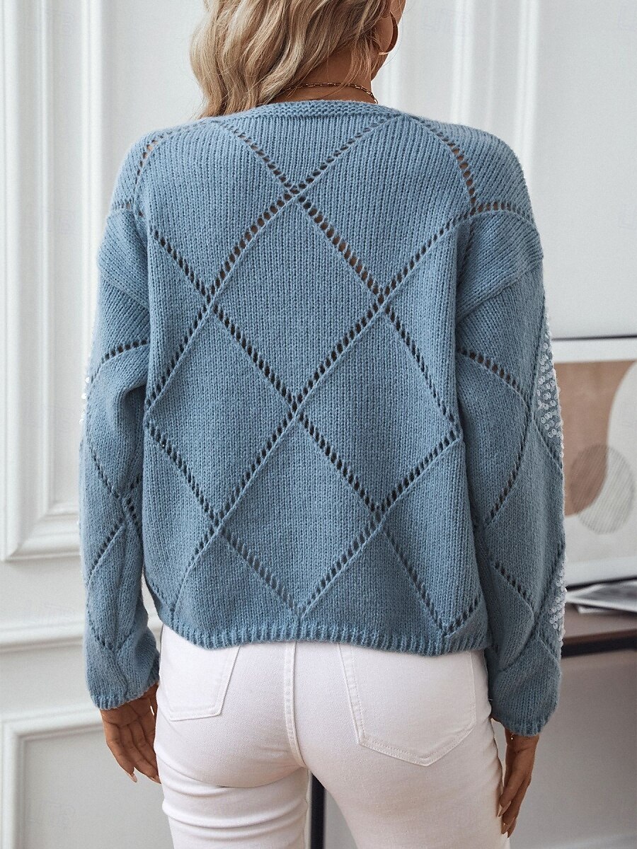 Per donna Felpa Casual Morbido Colore Puro A Coste Girocollo Lavorato a maglia Manica Lunga Top Regolari Maglia All'aperto Quotidiano Weekend Rosa Blu Autunno del 2025 a $39.99 –P5