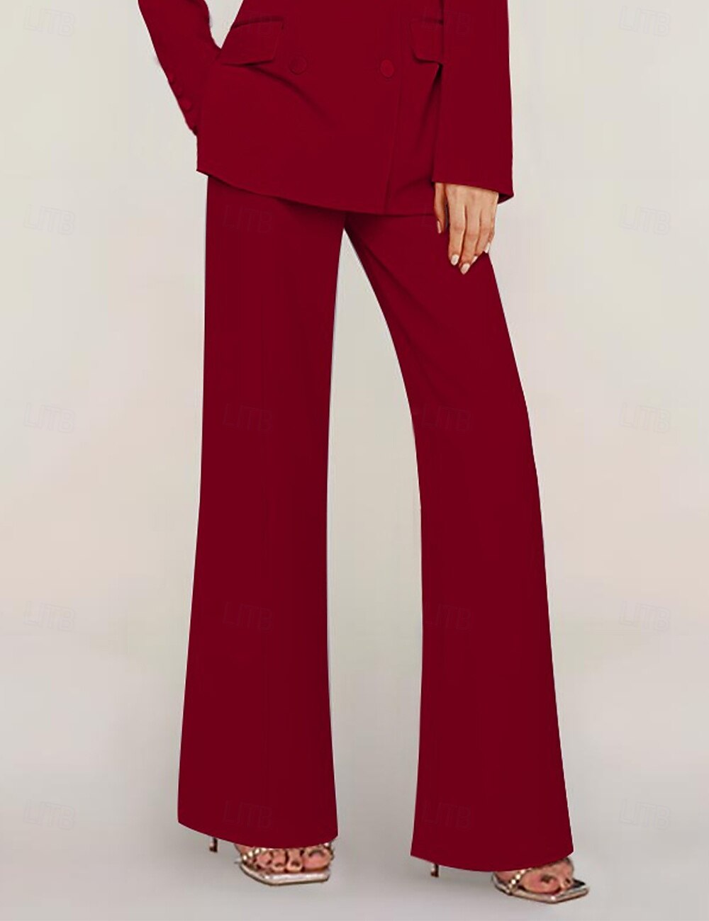 Tuta / Completo Pantalone Abito da cerimonia per signora Formale Ospite di nozze Elegante Colletto a Camicia Lunghezza al pavimento Chiffon Elasticizzato Manica Lunga con Bottoni Tinta unita 2025 del 2025 a $68.99 –P5