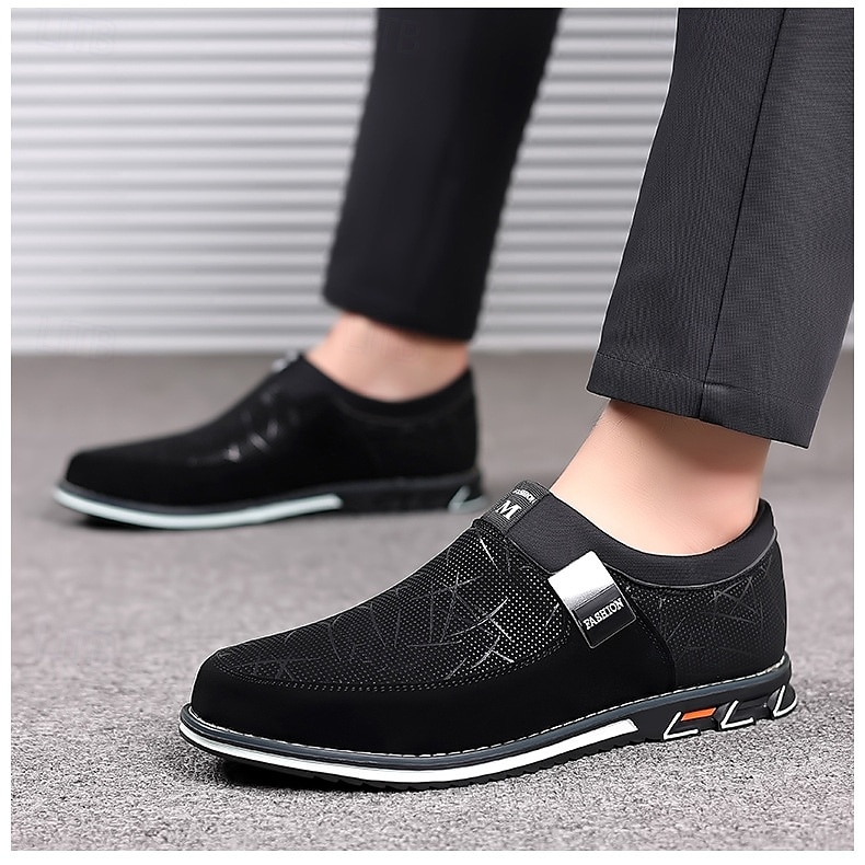 Men's Black Mesh Slip-On Casual Shoes with Star Pattern – Lightweight Streetwear Shoes for Travel, Urban Walks & Weekend Outings 2025 - $26.99 –P11