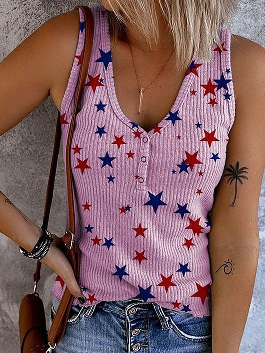 Dames Patriottische Camisole Tanktop Grafische Vlag Vintage Tropisch Stijlvol Mouwloos V-hals Reguliere Tops Dagelijks Afdruk Wit Roze Blauw Zomer Lente 2025 - $17.99 –P2