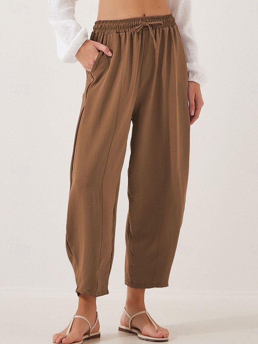 Per donna Chinos Moda Streetwear Essenziale Lunghezza intera Vita Alta Semplice Tasca Fascia Elastica Comodo Morbido Confortevole Micro-elastico All'aperto Streetwear Blu Marrone Cachi Azzurro chiaro del 2025 a $22.99 –P12