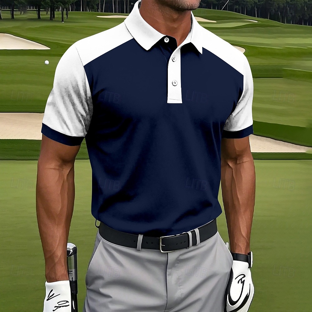 Homme Graphique Polos de Sport Manche Courte Polos Chemises à Col Vêtements de sport Occasionnel Athleisure Boutons Été Bleu Vert Bleu ciel de 2025 ? $21.99 –P1