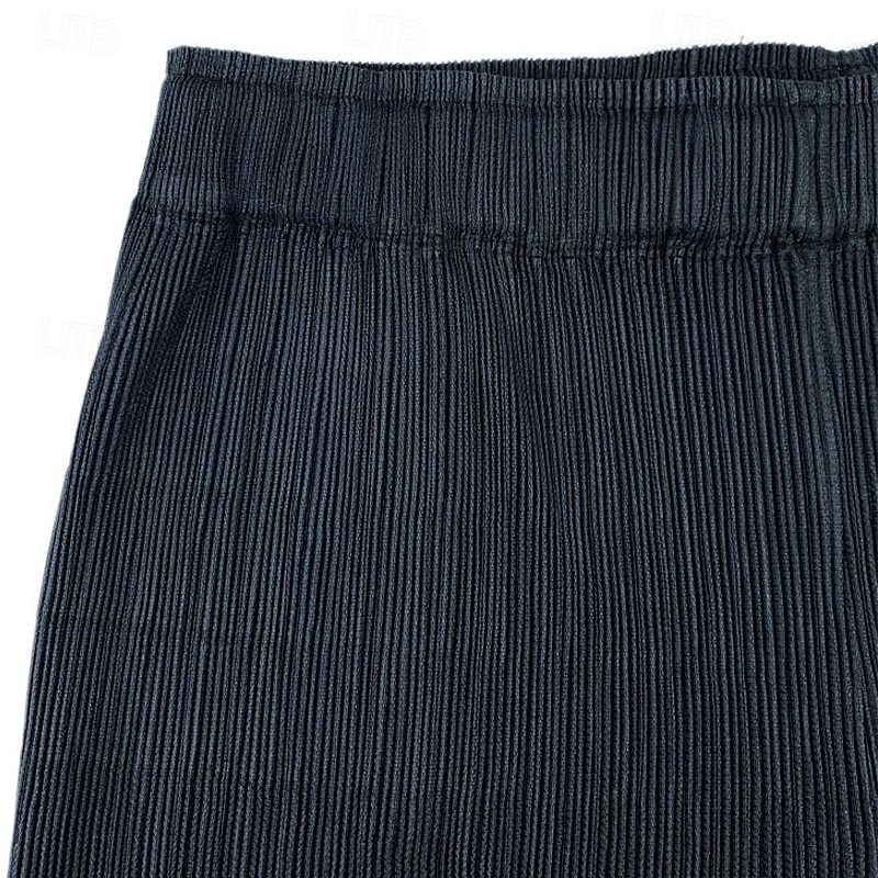Dam Rak Elegant Semester Vintage Ankellång Medium Midja Lutning Elastisk Svart och vit lutning Sommar Vår Höst Lös passning 2025 - $59.99 –P4