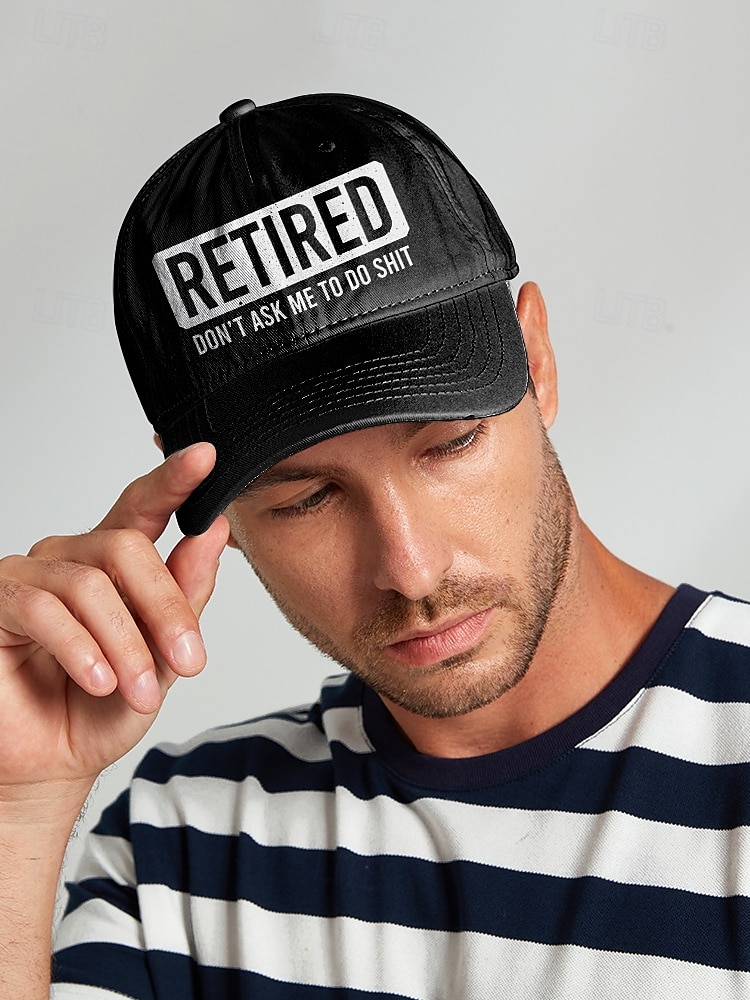 Lustige schwarze Baseballkappe für Herren mit „Retired“-Aufdruck – verstellbare Baumwollmütze für Rentner, lässige Outdoor-Kleidung und Scherzgeschenke 2025 - $14.99 –P2