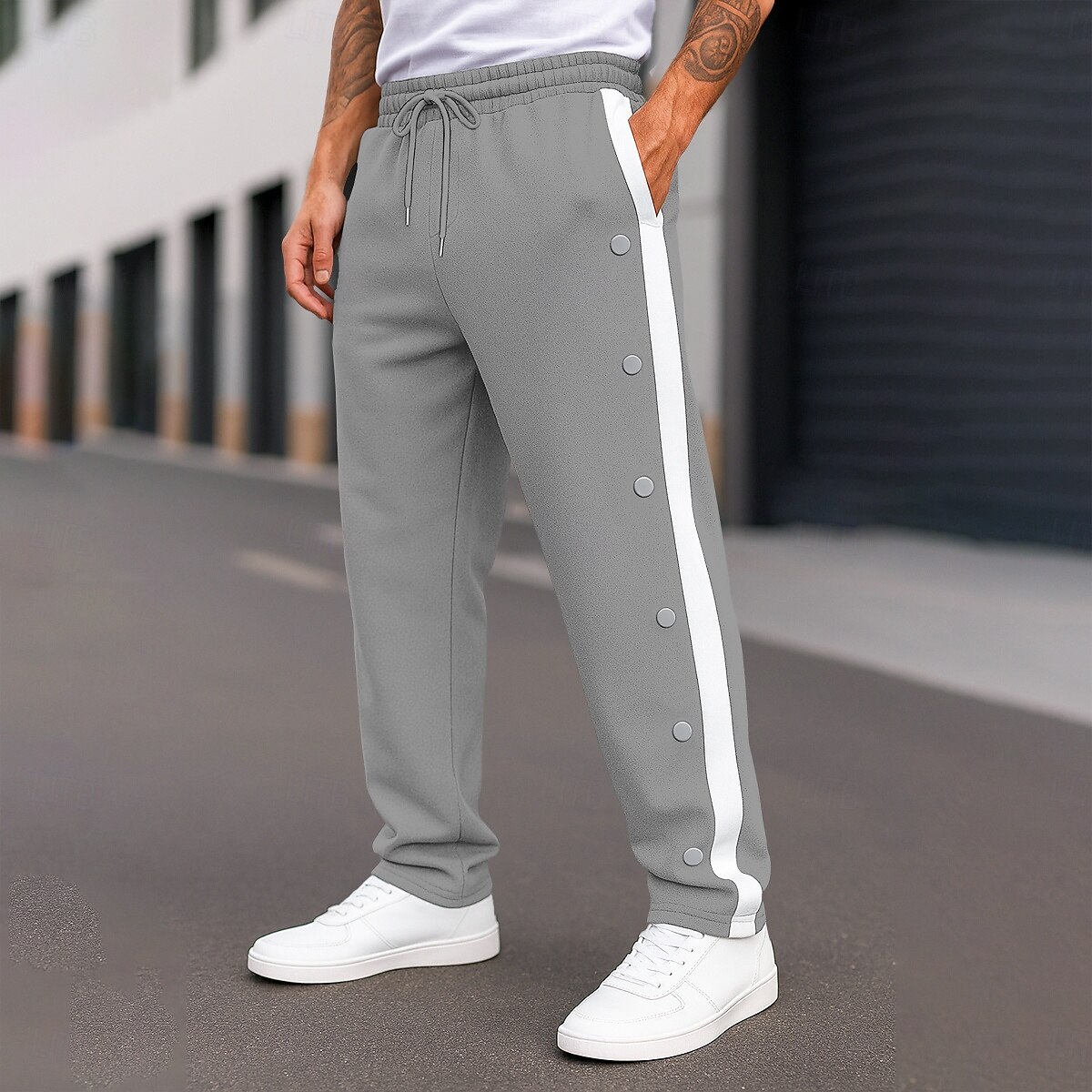 Herren Jogginghose Jogginghose mit weitem Bein Hose Trainingshose Gerade geschnittene Sweatpants Kordelzug Elastischer Bund Seitenknopf Einfach Komfort Atmungsaktiv Volle Länge Outdoor Täglich 2025 - $21.99 –P7