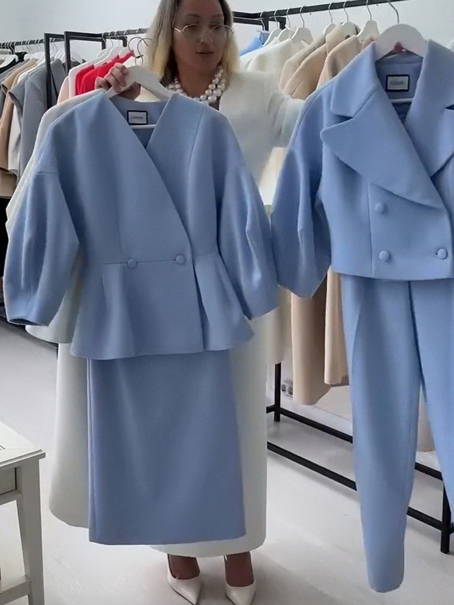 Ensembles de Robes Robe Mère de la Mariée Formelle Invitée de Mariage Élégante Col en V Longueur au Sol Polyester Manches Longues avec Boutons de 2025 ? $179.99 –P8
