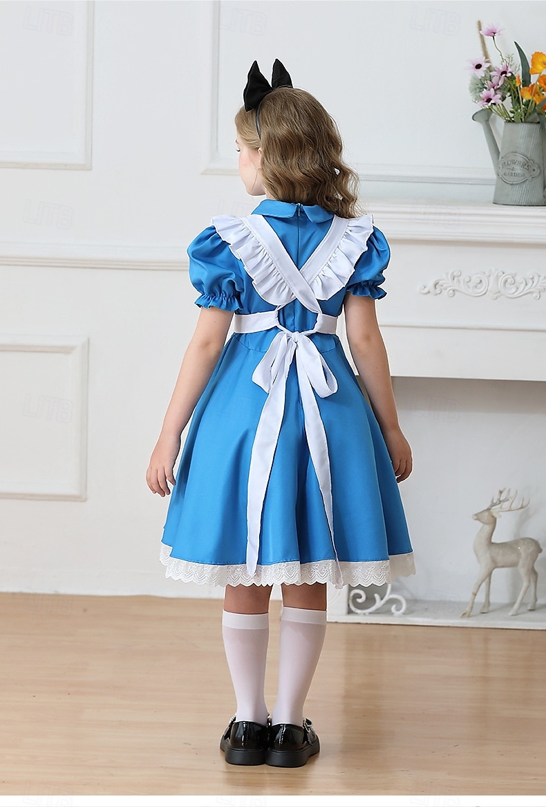 Alice in Wonderland Pohádka Alice Šaty Postavy z pohádek Sladká Lolita Filmové kostýmy for Dívčí Dětské předvečer Všech svatých Karneval Světový den knihy Výkon Vzdělávací převlékání Školní akce 2025 - $40.99 –P4