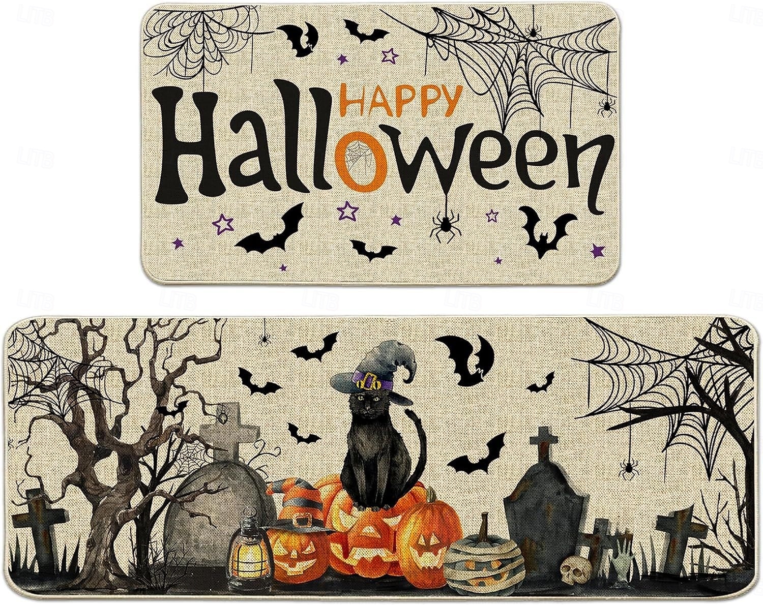 halloweeni konyhaszőnyegek, 2 db konyhaszőnyeg, párnázott, fáradtsággátló konyhaszőnyegek padlóra, csúszásmentes álló asztali szőnyeg, vízálló konyhaszőnyeg-készlet konyhába, padlóra, irodába 2025 - $3.49 –P2