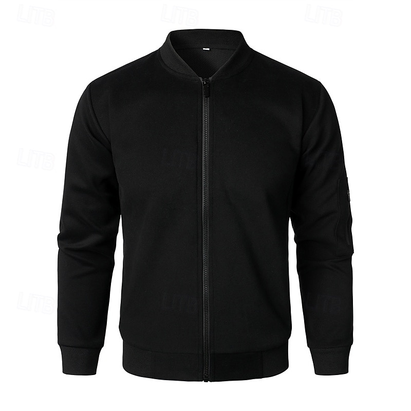 Herren Leichte Jacke Freizeitjacke Urlaub Täglich Tasche Frühling Herbst Einfach Mode Klassisch Stehkragen Regulär Schwarz Blau Grau Jacken 2026 - $36.99 –P11