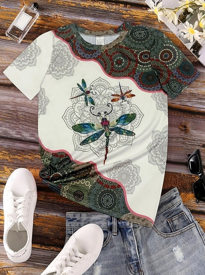 Pentru femei Tricou Grafic Animal Epocă Stilat Clasic Manșon scurt Stil Nautic Topuri obișnuite Zilnic Sfârșit de săptămână Imprimeu Alb Albastru piscină Mov Trifoi Kaki Vară Primăvară 2025 - $19.99 –P9