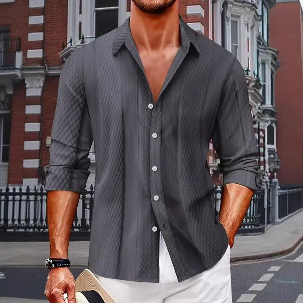 Herren Geometrisch Karo / Karomuster Hemd Knopfhemd Lässiges Hemd Langarm Modisch lässig Urlaub Täglich Streetwear Sommer Frühling Umlegekragen 3D-Druck Hemden mit Kragen Blau Khaki Dunkelgrau 2025 - $25.99 –P3