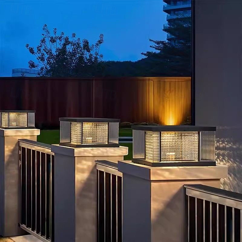 Lámpara de poste para exteriores, moderna lámpara de columna de metal para entrada de patio con carcasa de acero inoxidable, 110-240 V, 20 W 2026 - $331.89 –P4