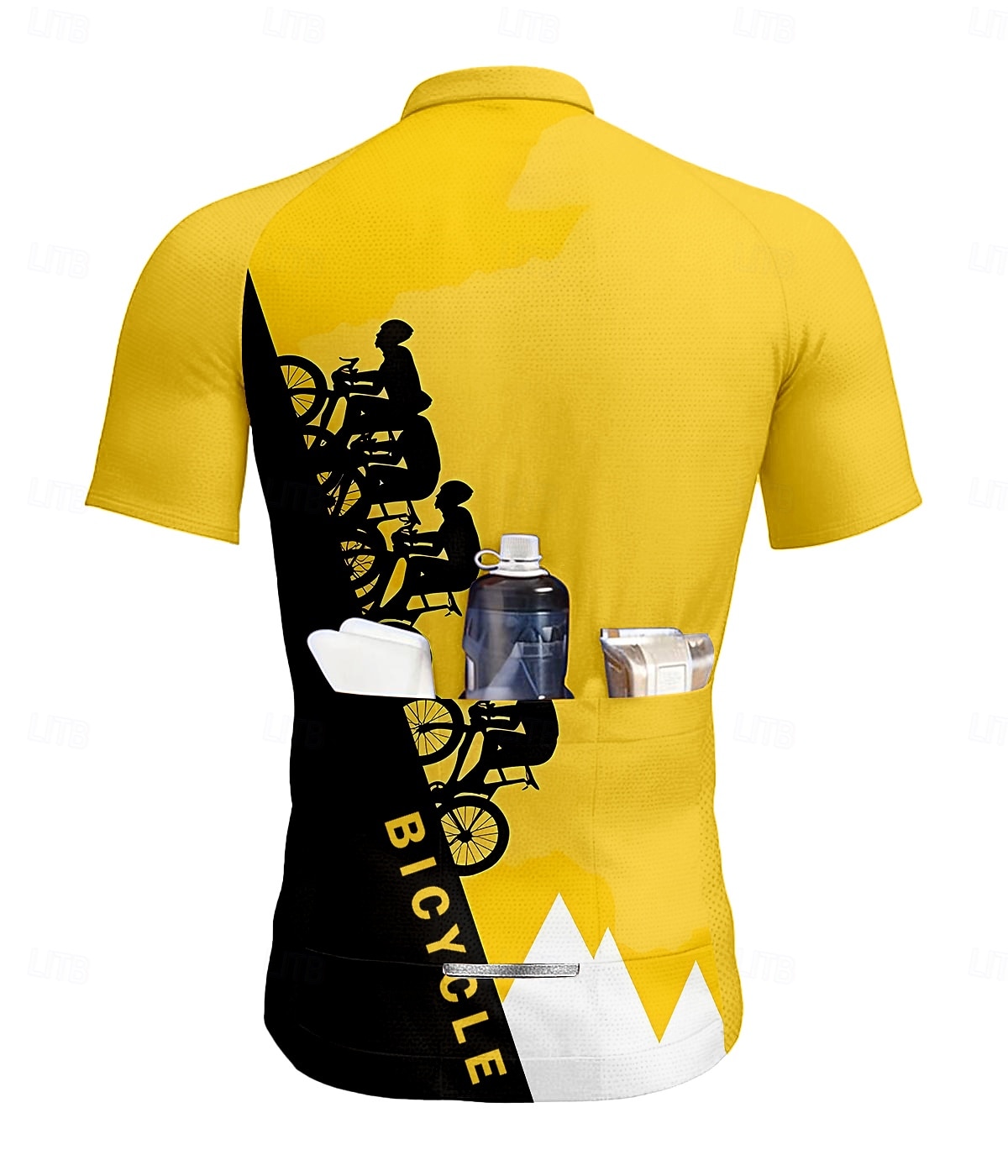 Per uomo Maglia da Ciclismo Grafico Geometrico Lettere & Numeri Manica Corta Bicicletta Maglia Top con 3 tasche posteriori Resistente ai Raggi UV Asciugatura Rapida Cerniera Frontale Strisce del 2026 a $30.99 –P2