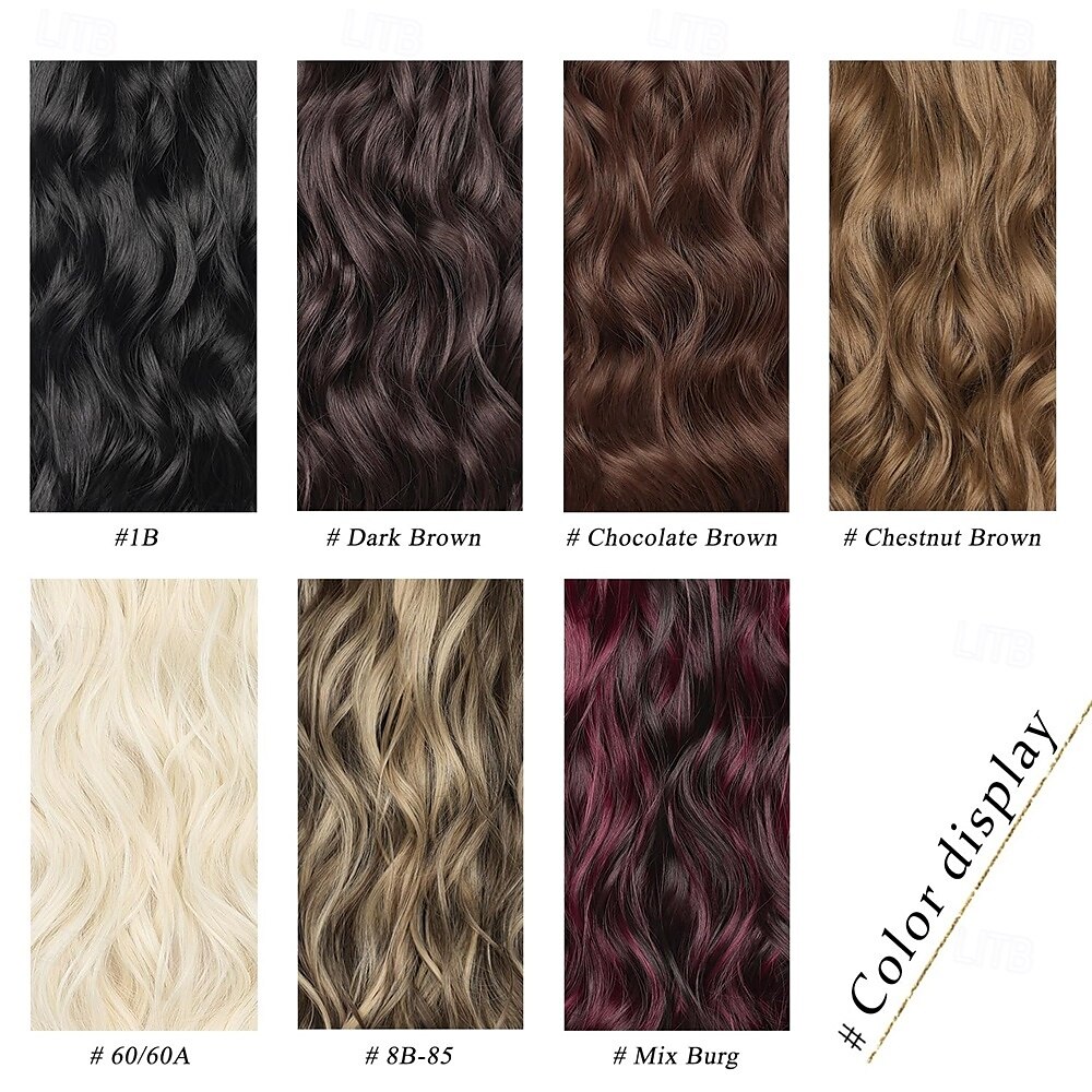 Clip-in haarextensies 4 stuks lang golvend natuurlijk zwart haar synthetisch clip-in extensions 22 inch voor vrouwen #1b 2025 - $26.99 –P5