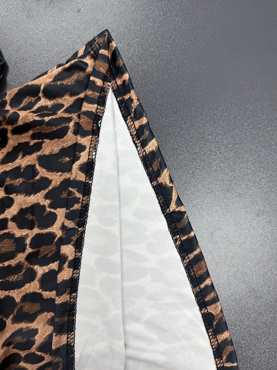 Dam Kjol A-linje Mode Ledigt Maxi Hög midja Kjolar Leopard Mönster Microelastisk Gata Dagligen Leopard Sommar Polyester 2025 - $27.99 –P7