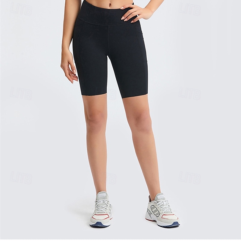 Dam Shorts Damasker Streetwear Ledigt Knelängd Hög midja Slät Elastisk midja Mateial som andas Elastisk Semester Gata Dagliga kläder Svart Blå Grön Ljusgrå Sommar Normal 2025 - $20.99 –P9
