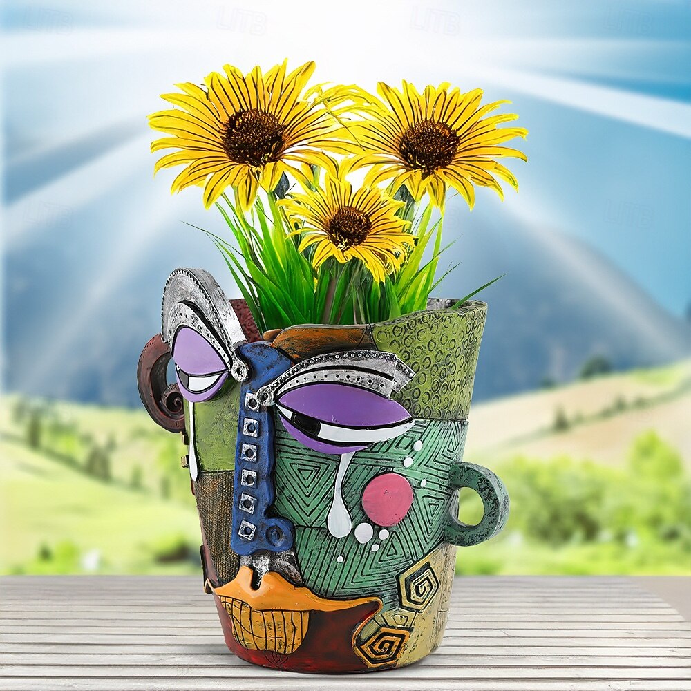 Brutalist Abstract Beauty Face Flower Pot, Colorful Crying Face Resin  Planter, Artistic Emotional Sculpture for Home Garden Desktop Patio Decor  2026 - $47.99