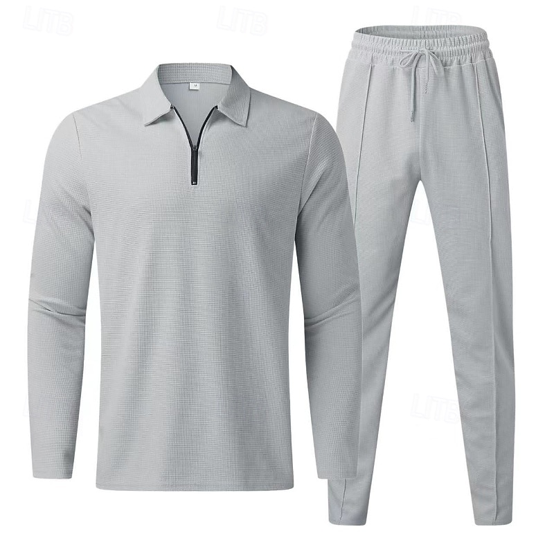 Men's Tracksuit Sweatpants Track Top Zipper 2 Piece Solid Colored Clothing Suit Fall Black White Gym Athleisure Running Windproof Long Sleeve Sport Activewear Stretchy Regular Fit 2026 - $39.99 –P1