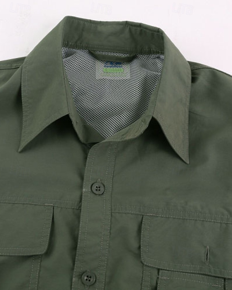 Herren Wanderhemd Wanderspitze Cargo-Shirt Langarm Umlegekragen Oberteil Außen Wasserdicht Winddicht Leicht Polyester Dunkelgrau Armeegrün Khaki Laufen Camping / Wandern / Höhlenforschung 2025 - $23.99 –P2