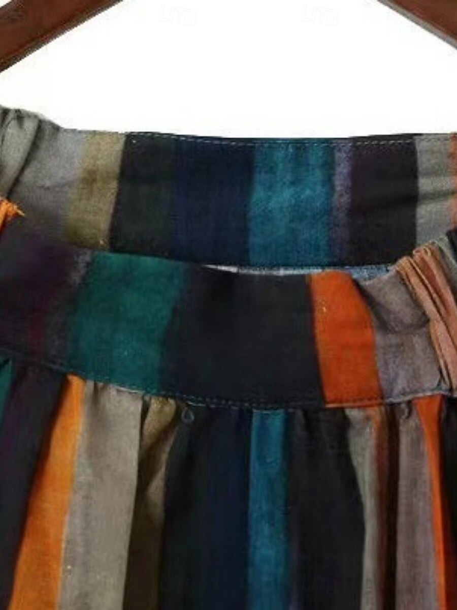 Pentru femei Fustă Linie A Modă Casual Maxi Talie Înaltă Fuste Dungi Buzunar Imprimeu Micro-elastic Stradă Zilnic Roșu-aprins Vară Poliester 2025 - $19.99 –P5