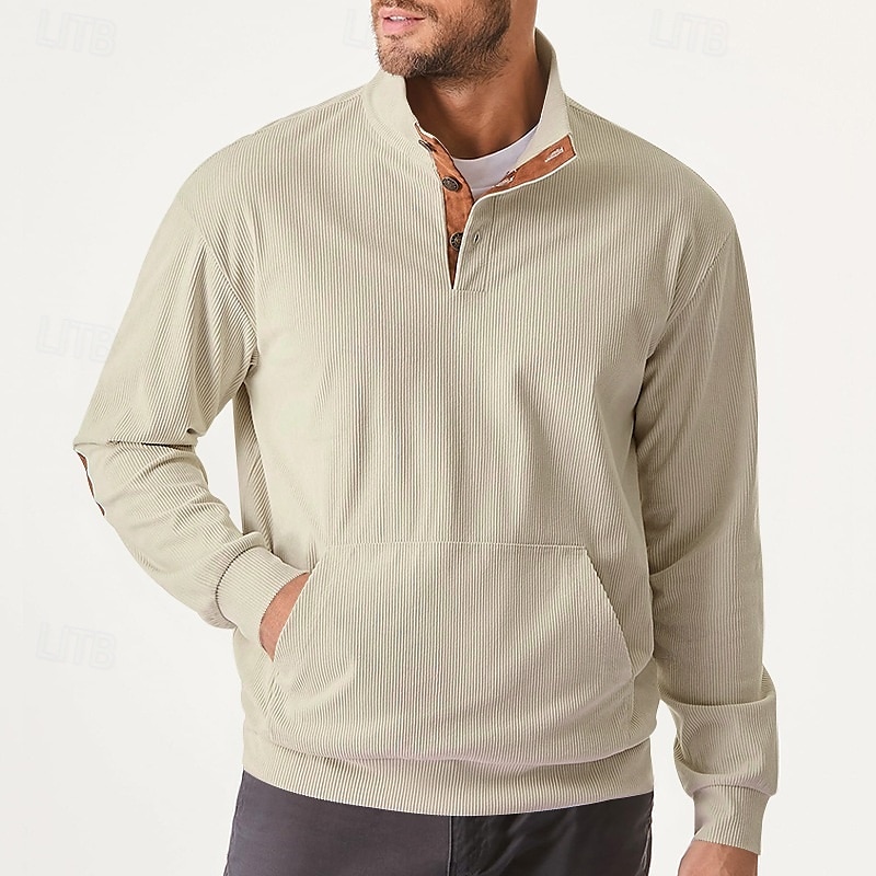 Men's Sweatshirt Button Up Hoodie Apricot Black Army Green Light Grey Coffee Standing Collar Plain Pocket Front Pocket Sports & Outdoor Casual Daily Streetwear Cool Sportswear Spring &  Fall Clothing 2025 - $30.99 –P5
