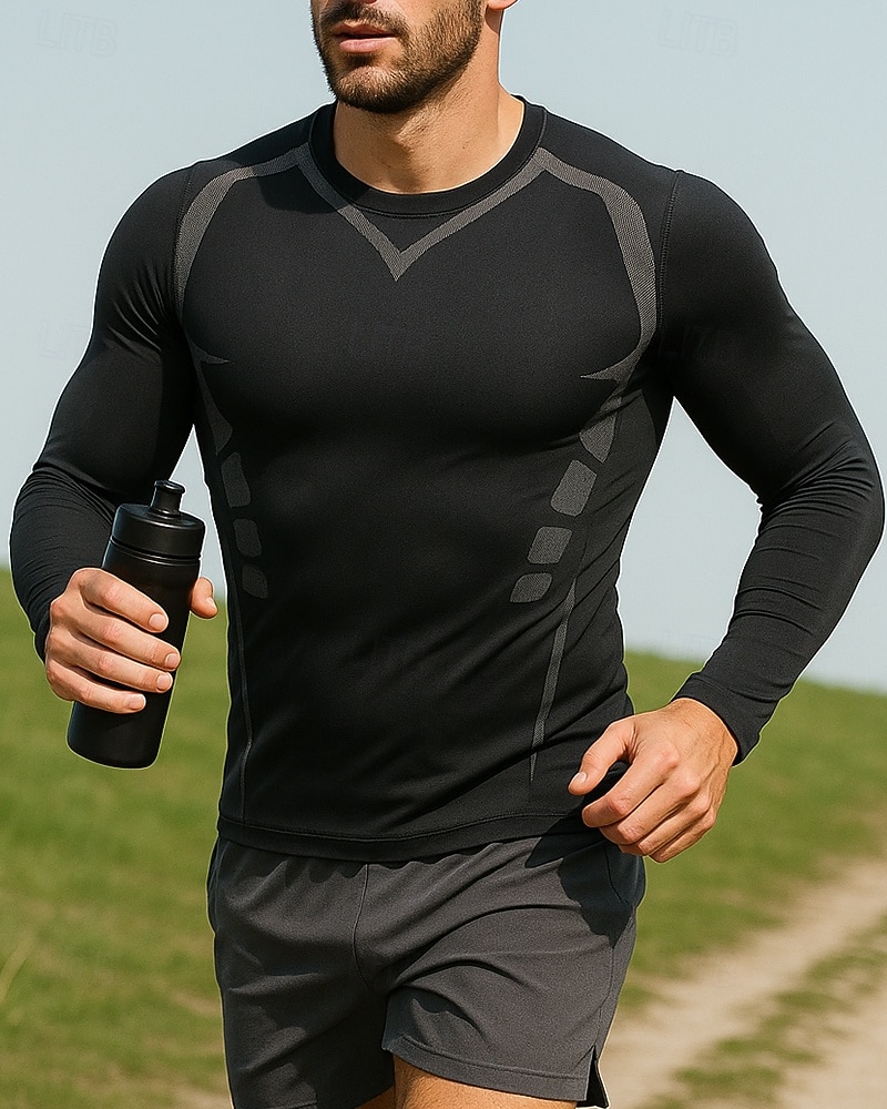 בגדי ריקוד גברים אחיד טישרט לריצה חולצת טניס קיץ אביב רזה שרוול ארוך ייבוש מהיר קל משקל אלסטי נושם טניס גולף ריצה שחור בגדי ספורט לבוש אקטיבי 2026 - $13.99 –P3