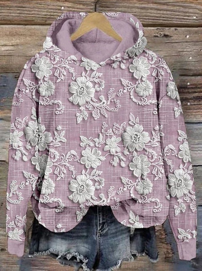 Femmes Sweat à capuche Fleuri Animal Élégant ancien Rétro manche longue À capuche Hauts Réguliers Rue Tenue Quotidienne Imprimé Violet Vert Kaki Printemps Automne Hiver de 2025 ? $28.99 –P2