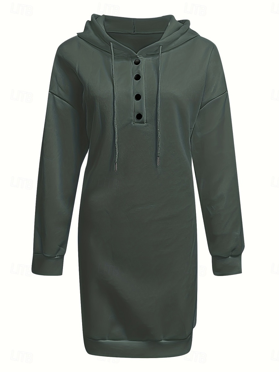 Damen Minikleid Shiftkleid Lässig Täglich Lässiger Schnitt Grafik Langarm Mit Kapuze Schwarz Weiß Rosa Wein Frühling Herbst Winter 2025 - $14.99 –P4