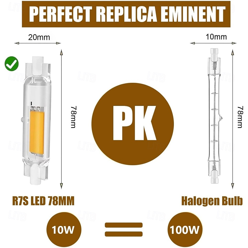 R7S LED-buislampen 220V 78mm 118mm diep dimbare lampen 10W 20W dubbele fitting T3 LED-vervanging voor halogeenlamp 2 stuks 2026 - $57.03 –P2