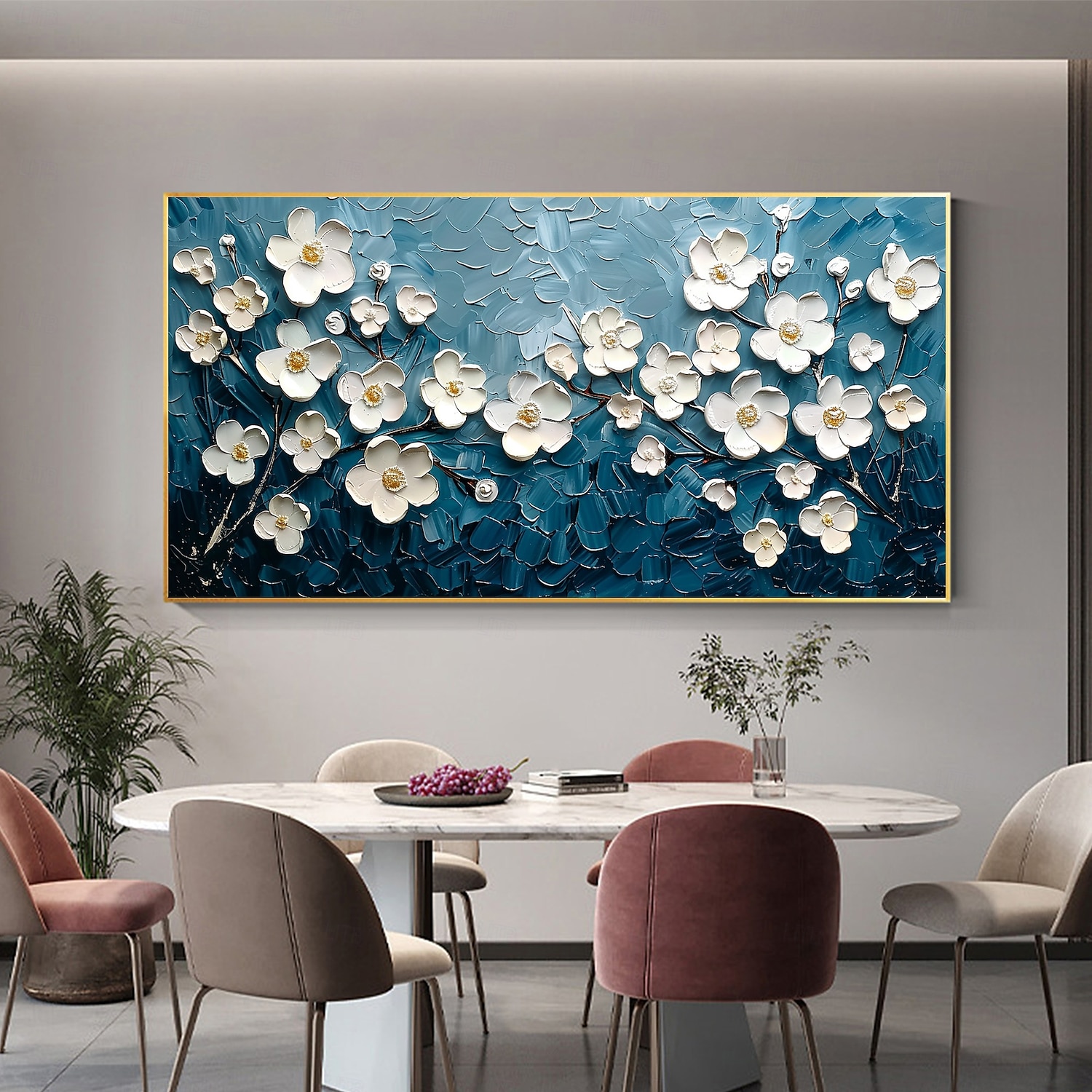 Handmade Original White Flower Oil Painting On Canvas Abstract Landscape Wall Art for Home Decor With Stretched Frame Without Inner Frame Painting 2025 - $183.99 –P3