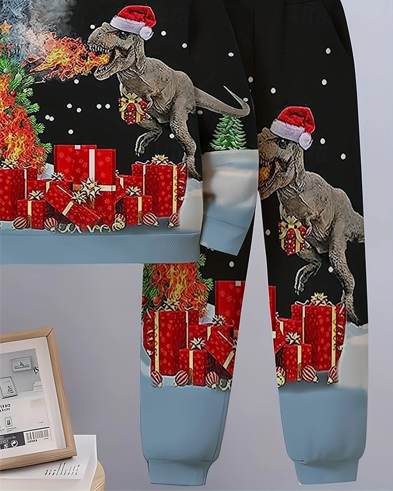 Jongens 3D Dinosaurus Set met capuchon en joggingbroek Sportoutfit Trainingspakken Lange mouw Lente Herfst Dagelijks Basic Casual Kinderen 4-12 jaar Capuchon Buiten Vakantie Sport Getailleerd 2025 - $26.99 –P4