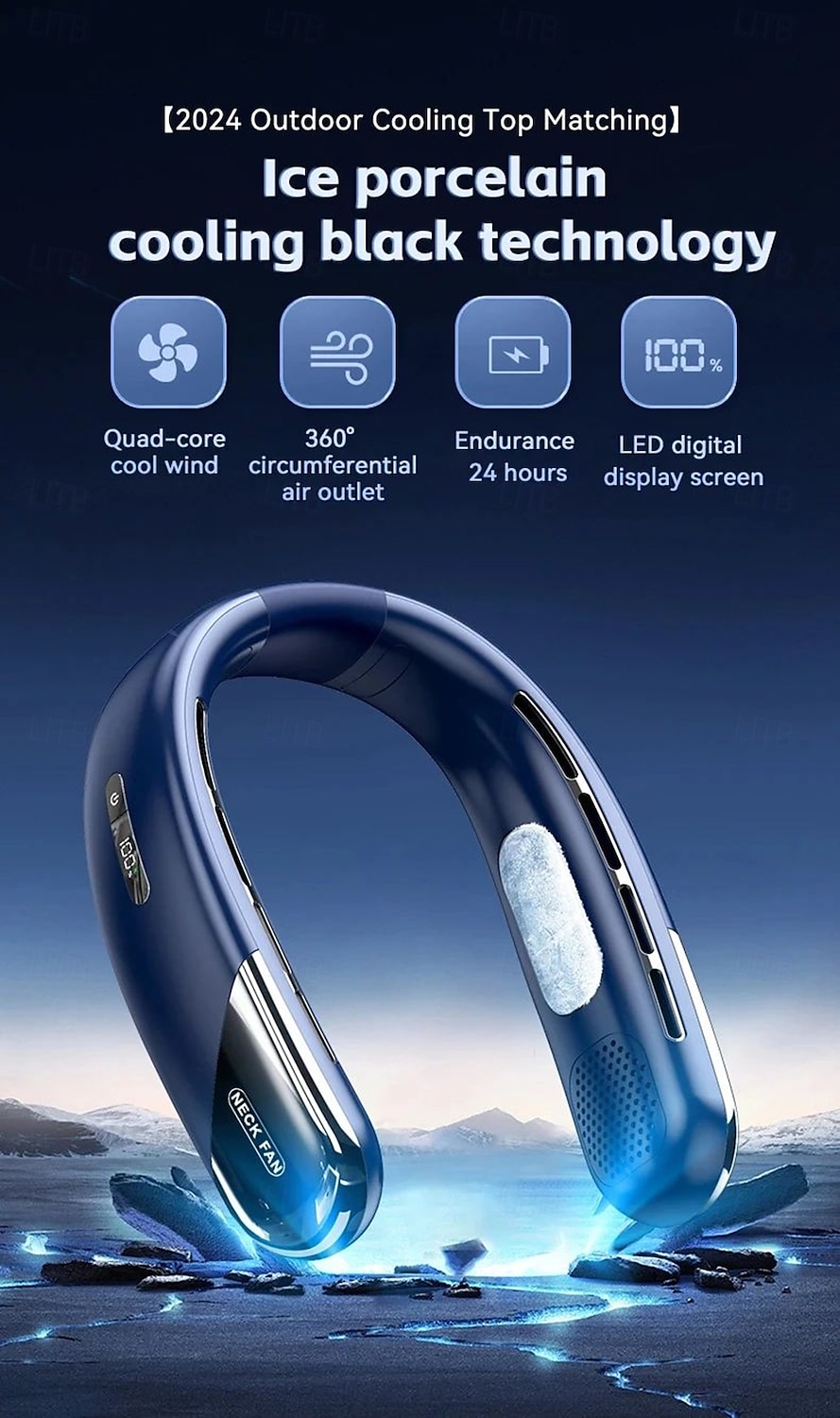 Nekventilator 10000 mAh mini bladeless stille nekbandventilator USB oplaadbaar LED digitaal display 5e versnelling luchtkoeler 2025 - $31.99 –P1
