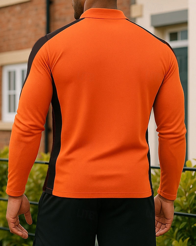 Муж. Рубашка тренировки Беговой верх Молния Длинный рукав Верхняя часть Одежда для спорта и отдыха Осень Пэчворк Быстровысыхающий Влагоотводящие Тренировка в тренажерном зале Тренировки Бег 2025 - $20.99 –P2