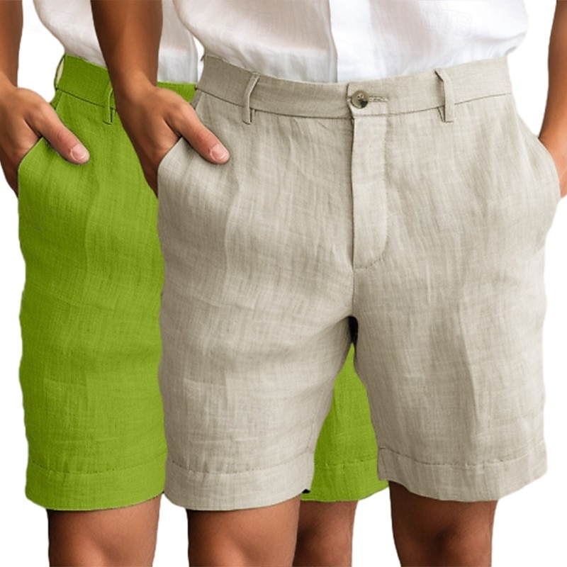 Pánské Kraťasy Lněné šortky Šortky Letní šortky Plážové šortky Zip Knoflíky Kapsy Bez vzoru Pohodlné Prodyšné Délka kolen Venkovní Denní Jdeme ven Módní Klasický styl černá + šedá Bílá + Zelená 2025 - $27.99 –P8